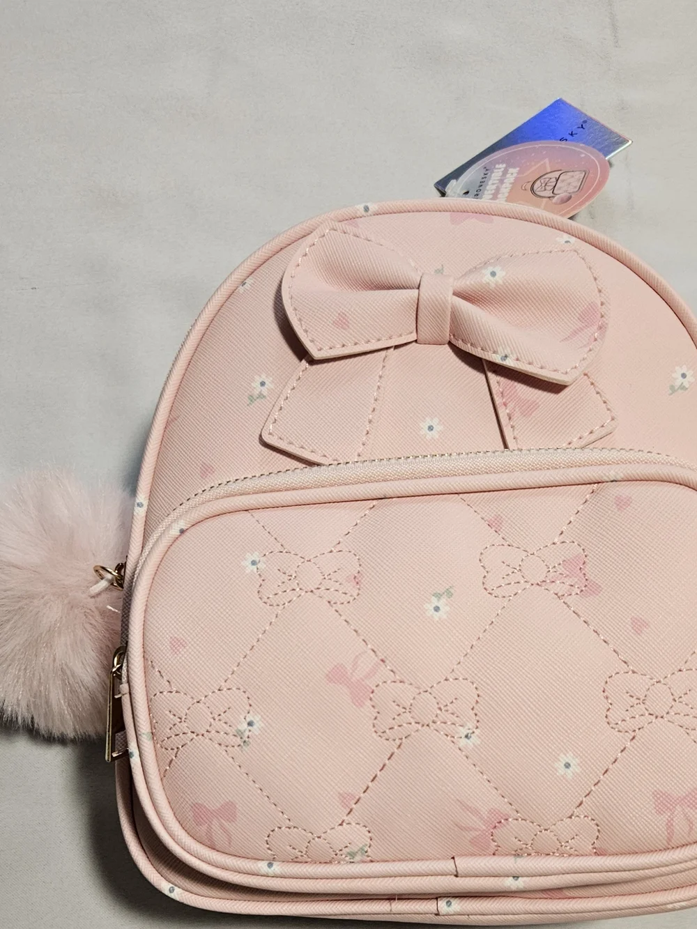 Convertible Crossbody Bag And Mini Backpack with Pom Pom